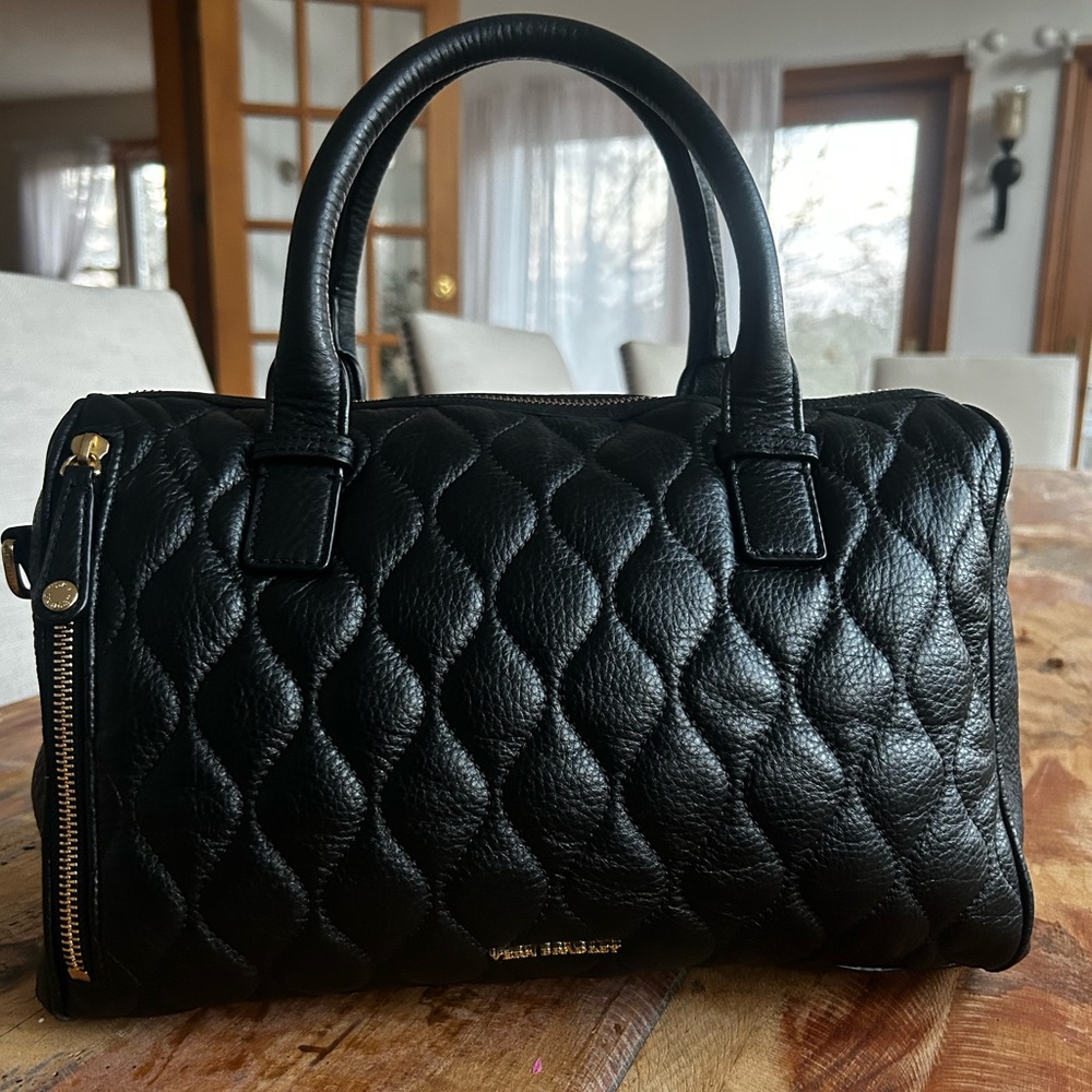 Vera Bradley Marlo Black Quilted Leather Satchel With Matching Wallet - Picture 4 of 16